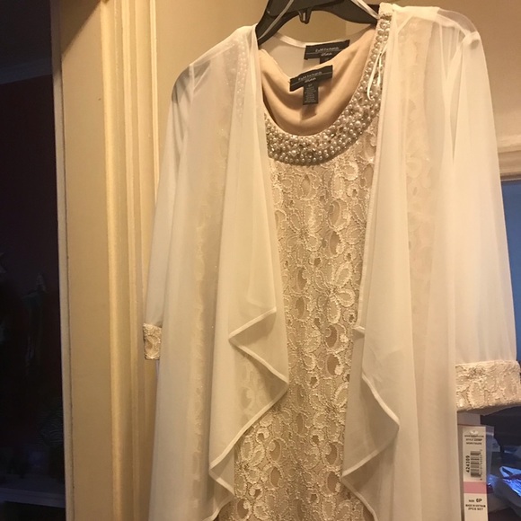 R&M RICHARDS Womens Ivory 3/4 Sleeve Open Cardigan Top - Picture 2 of 6